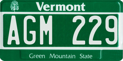 VT license plate AGM229