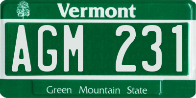 VT license plate AGM231