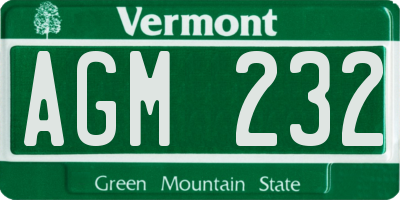 VT license plate AGM232