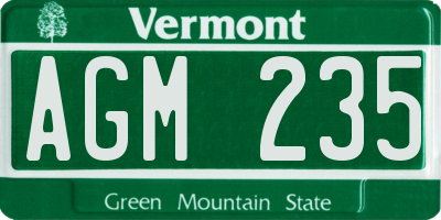 VT license plate AGM235