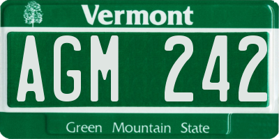 VT license plate AGM242