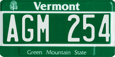 VT license plate AGM254