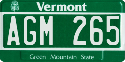 VT license plate AGM265
