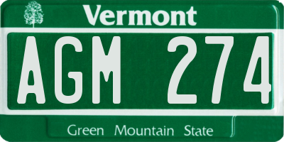 VT license plate AGM274