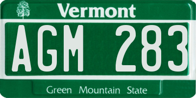 VT license plate AGM283