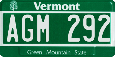 VT license plate AGM292