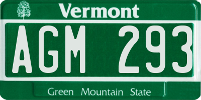 VT license plate AGM293