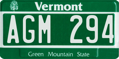 VT license plate AGM294