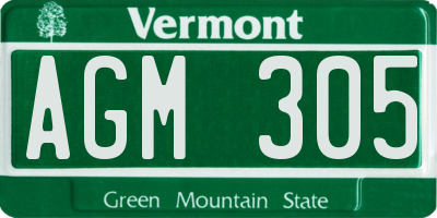 VT license plate AGM305