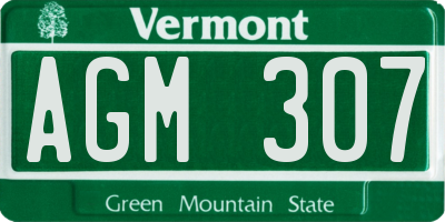 VT license plate AGM307