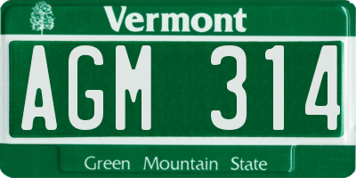 VT license plate AGM314