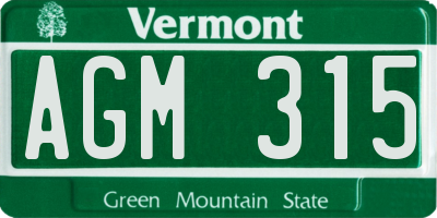 VT license plate AGM315