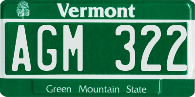 VT license plate AGM322