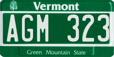 VT license plate AGM323