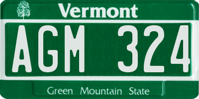 VT license plate AGM324