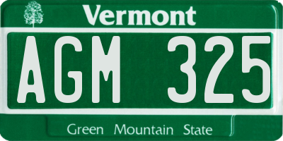 VT license plate AGM325