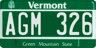 VT license plate AGM326