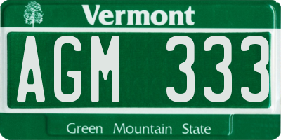 VT license plate AGM333