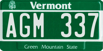 VT license plate AGM337