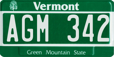 VT license plate AGM342