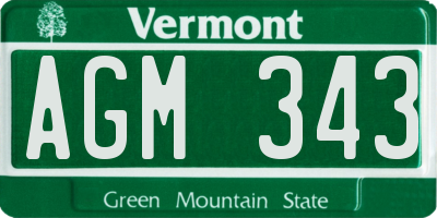 VT license plate AGM343
