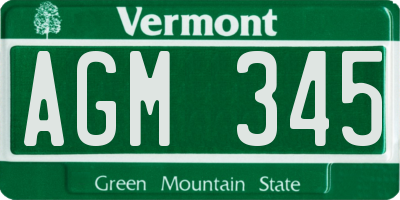 VT license plate AGM345