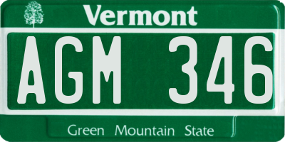 VT license plate AGM346