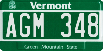 VT license plate AGM348