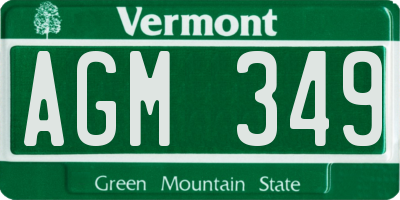 VT license plate AGM349