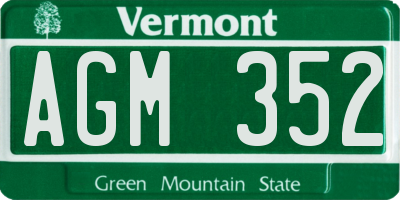 VT license plate AGM352