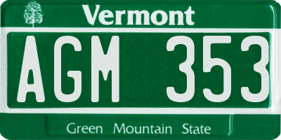 VT license plate AGM353