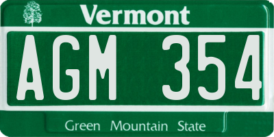VT license plate AGM354