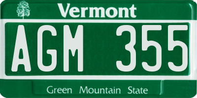 VT license plate AGM355