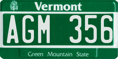 VT license plate AGM356