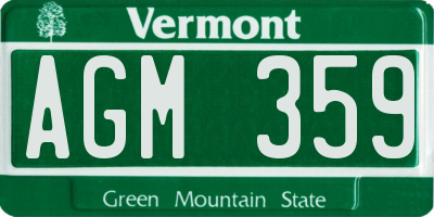 VT license plate AGM359