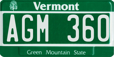 VT license plate AGM360