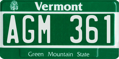 VT license plate AGM361