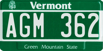 VT license plate AGM362