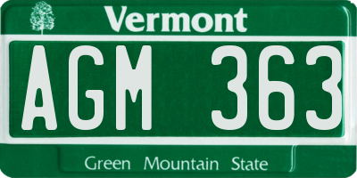 VT license plate AGM363
