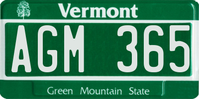 VT license plate AGM365
