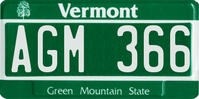 VT license plate AGM366