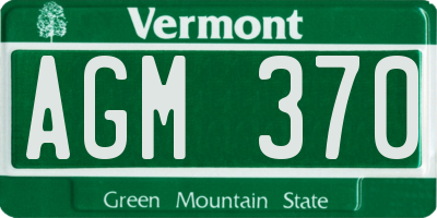 VT license plate AGM370