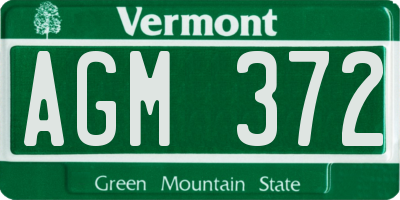 VT license plate AGM372