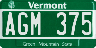 VT license plate AGM375