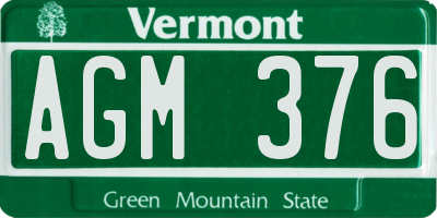 VT license plate AGM376