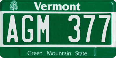 VT license plate AGM377