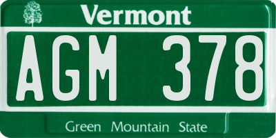 VT license plate AGM378