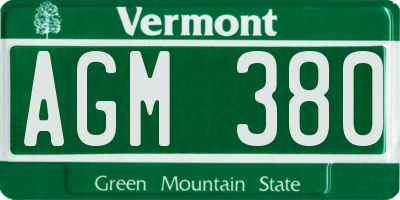VT license plate AGM380