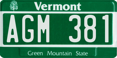 VT license plate AGM381