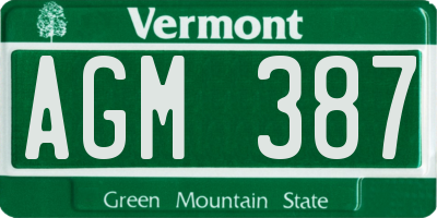 VT license plate AGM387